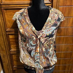 AB Studio Sheer Multicolor Paisley Blouse